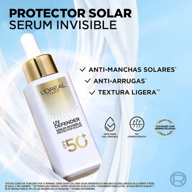 Protector solar UV Defender Serum Invisible L'Oréal Paris caracteristicas